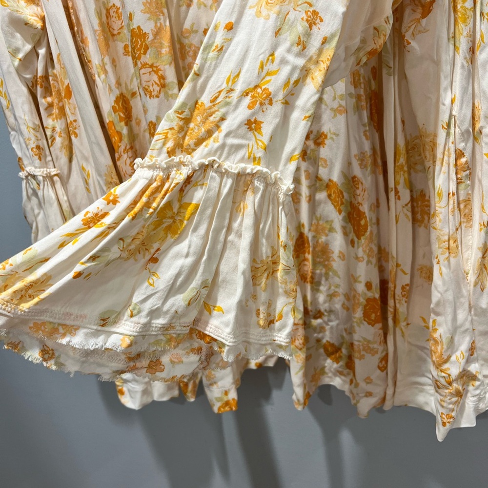 Women's Free People Loretta Tunic Top Tea Combo Size Large Boho Floral Print - Picture 7 of 7